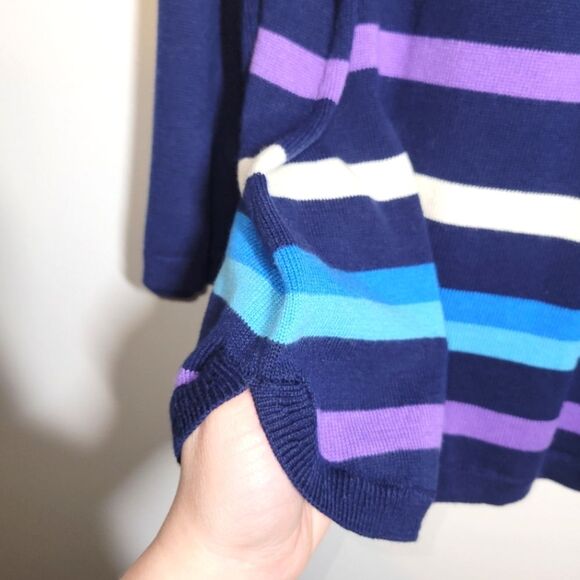 Talbots Striped Navy Purple Sweater XLP XL Petite - Picture 3 of 9